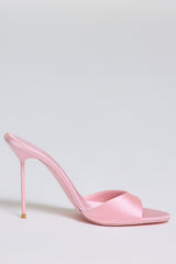 Heeled Mule Sandal in Soft Pink