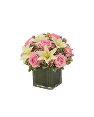 Pink Rose & Lily Cube Bouquet bloomexusa
