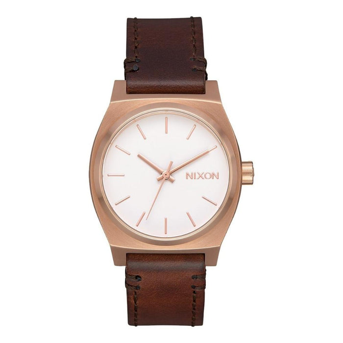 Reloj Medium Time Teller Leather Rose Gold White