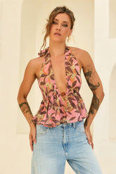 Rosé Sunset Chiffon Top - Pink Multi