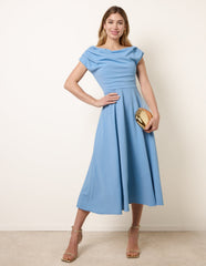 Scuba Crepe Off-Shoulder Skater Dress