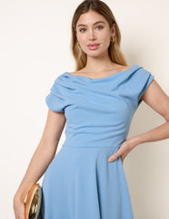 Scuba Crepe Off-Shoulder Skater Dress