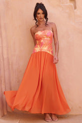 Sunset Breeze Maxi Dress - Tangerine