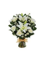 Tribute Mixed Vase Arrangement - All White
Also Sold As: Mixed Vase Arrangement- All White bloomexusa