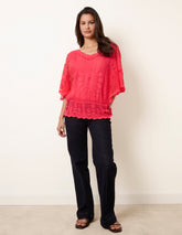 Sun Flower Lace Sleeve Blouse