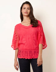 Sun Flower Lace Sleeve Blouse