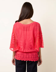 Sun Flower Lace Sleeve Blouse