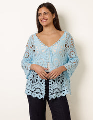 Long-Sleeved Crochet Cardigan