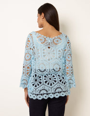 Long-Sleeved Crochet Cardigan