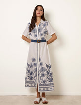 Tropical Palm Embroidery Dress