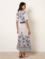 Tropical Palm Embroidery Dress