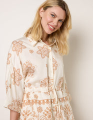 Floral 3/4 Sleeve Tie Waist Shirt