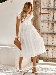 ALWAYS FALLING PAISLEY TIERED MIDI DRESS - WHITE