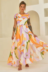 You For Me Woven Maxi Dress - Orange Multi