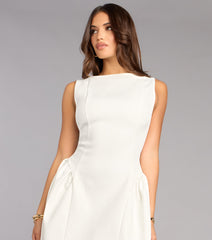 Effortlessly Chic Crepe Pleated Skater Dress