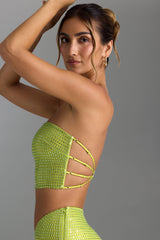 Embellished Strap-Back Bandeau Top in Pear Green