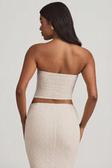 Ruched Strapless Lace Top in Ivory