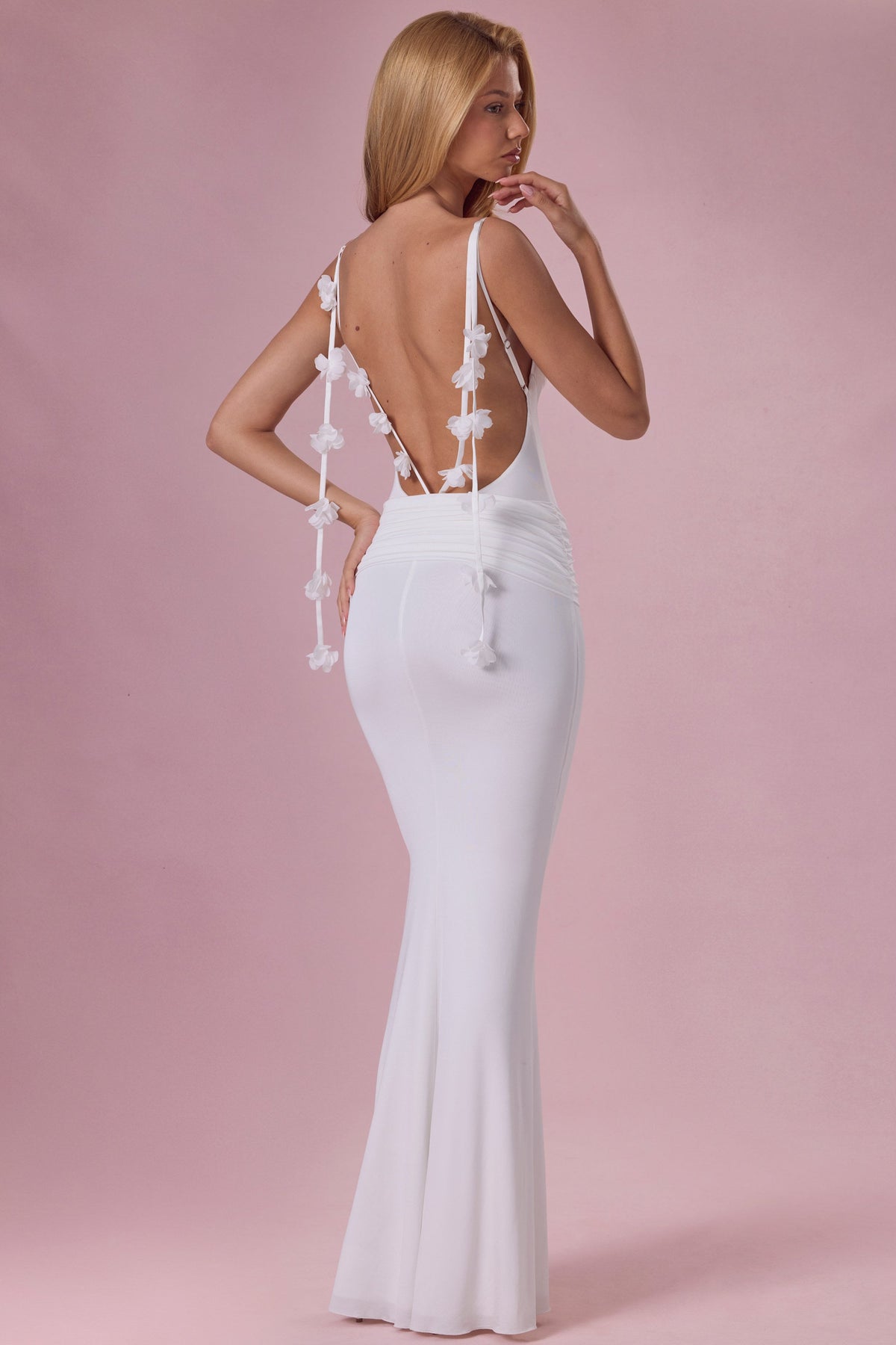 Jersey Draped Gown in Coconut
