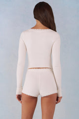 Knit Long-Sleeve Cardigan in Ivory