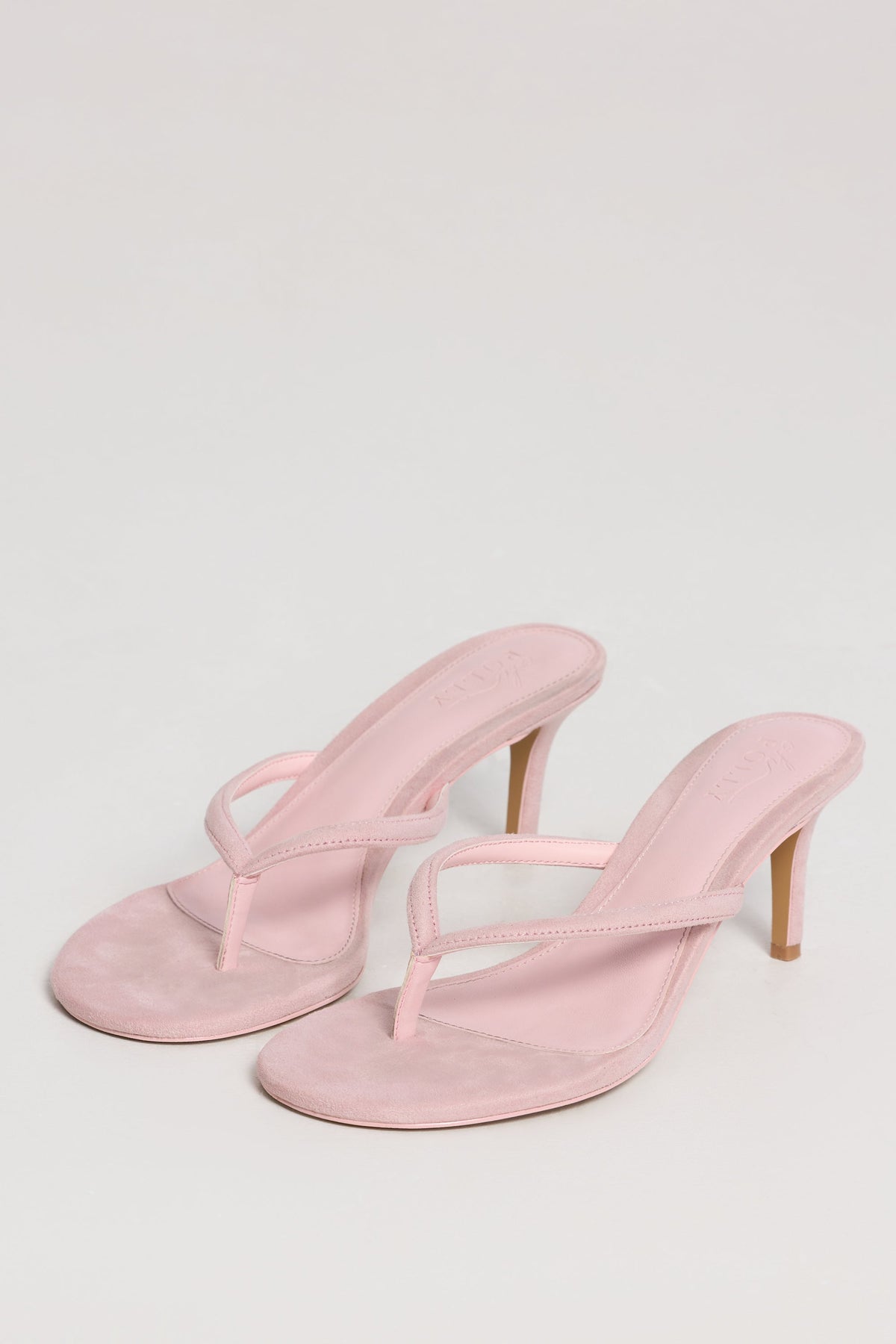 Heeled Thong Sandals in Pink