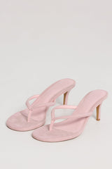 Heeled Thong Sandals in Pink
