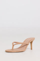 Heeled Thong Sandals in Soft Tan