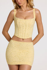 Lace Mini Skirt in Butter Yellow
