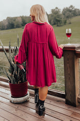 Style Code Babydoll Dress in Wine Curves