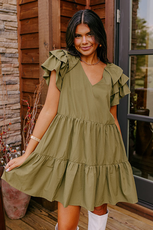 Sharp Witted Mini Dress in Sage