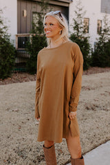 Always There For You T-Shirt Dress In Camel
