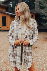 Touch Of Fall Plaid Tunic Dress In Cream