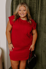 Sunny Days Shift Dress in Crimson Curves