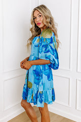 Sweethearts Floral Mini Dress in Blue