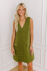 Chic Outing Quilted Mini Dress in Olive