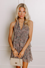 Convo Over Cocktails Tiered Mini Dress in Grey