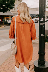 Falling Leaves Button Down Mini Dress in Pumpkin