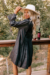 Caramel Kisses Pleated Mini Dress in Black