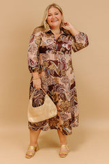 Wine Mixer Meet Up Satin Floral Midi Curves