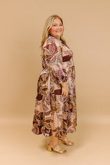Wine Mixer Meet Up Satin Floral Midi Curves