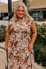 Winery Welcome Floral Midi in Camel Curves