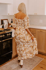Charming Smile Floral Maxi Dress in Mocha