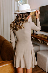 Sweet Poetry Ribbed Mini Dress in Taupe
