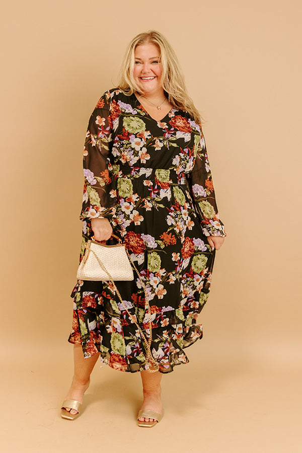 Vineyard Stroll Floral Midi Curves