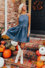 Always In Style Denim Mini Dress in Dark Wash