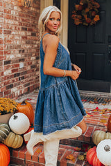 Always In Style Denim Mini Dress in Dark Wash