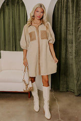 Country Club Cutie Button Down Mini Dress in Mocha
