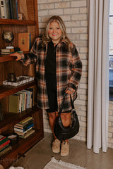 Peppermint Kisses Flannel Tunic Dress In Black Curves