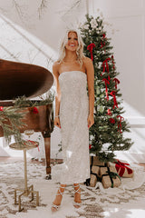 Coquette Crush Sequin Maxi Dress in Champagne