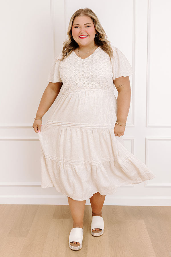 Beach Cottage Tiered Midi Dress Curves
