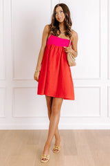 Block Party Chic Color Block Mini Dress in Red